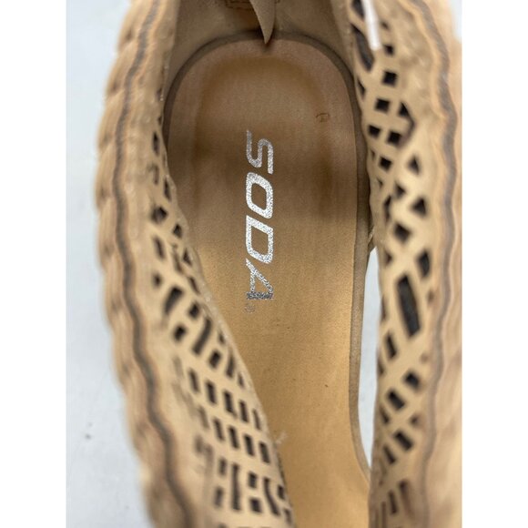 soda chunk high heel shoes open toed sides net brown size 8.5 back zip READ new - Picture 6 of 9